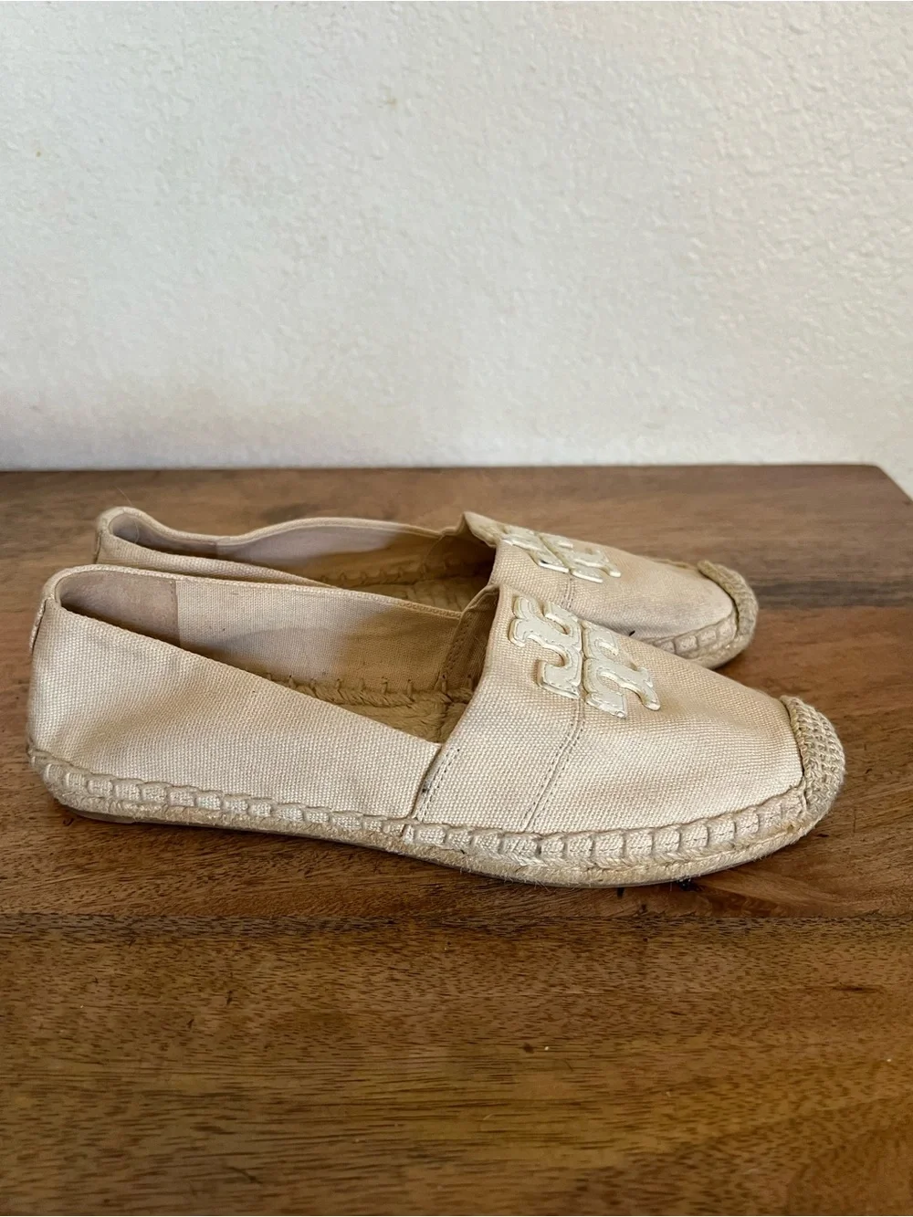 Tory Burch Weston Natural Logo Espadrille Flats Size 6